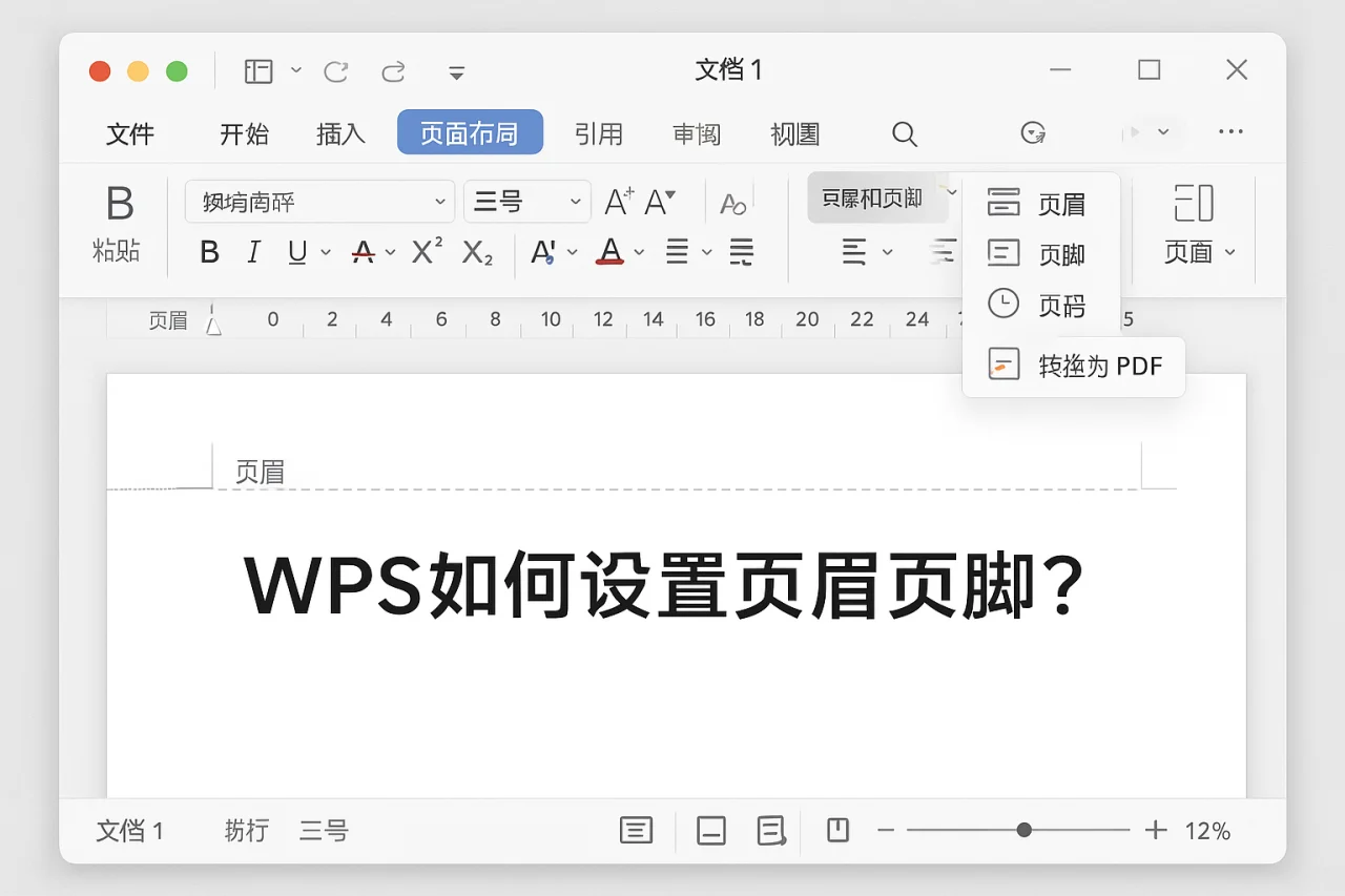 WPS文档设置不一样的页眉页脚
